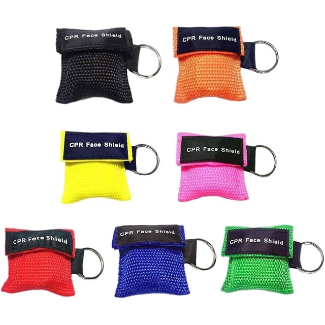 CPR Face Shield Mask, First Aid Kit Emergency Face Cover Keychain Resuscitation Face Shield Pocket Disposable 7pcs/Set