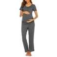 thumbnail image 3 of Avidlove Maternity Nursing Pajama Sets Labor Delivery Pjs Louge Set Breastfeeding Pajamas Short Sleeve Top & Pants Pregnancy Sleepwear Set, 3 of 9