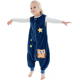 thumbnail image 1 of Saco de dormir para bebé con pies, unisex, otoño, primavera, cálido, sin mangas, color azul, 1 of 5
