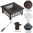 thumbnail image 4 of Topeakmart 32'' Outdoor Metal Square Fire Pit with Cover & Poker, Copper, 4 of 15