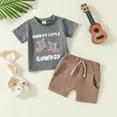 thumbnail image 2 of HCNTES Toddler Boys Summer Outfits Castle Wall Print Short Sleeve T - Shirts and Elastic Waist Shorts Set for Fantasy - themed Play,18-24 Months, 2 of 9