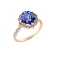 thumbnail image 2 of 14K Rose Gold 1.25 ctw Lab Created Blue Sapphire Ring with Diamonds Flower Leaves Halo, 2 of 7