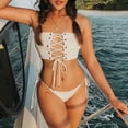 thumbnail image 1 of WREESH Women'S Tube Top Strappy Split Bikini Swimsuit, 1 of 8