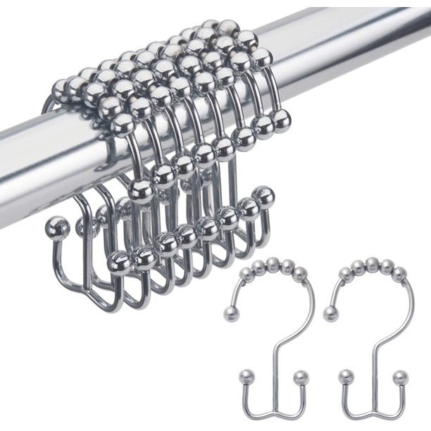 Manunclaims Shower Curtain Rings, RustResistant Metal Double Shower