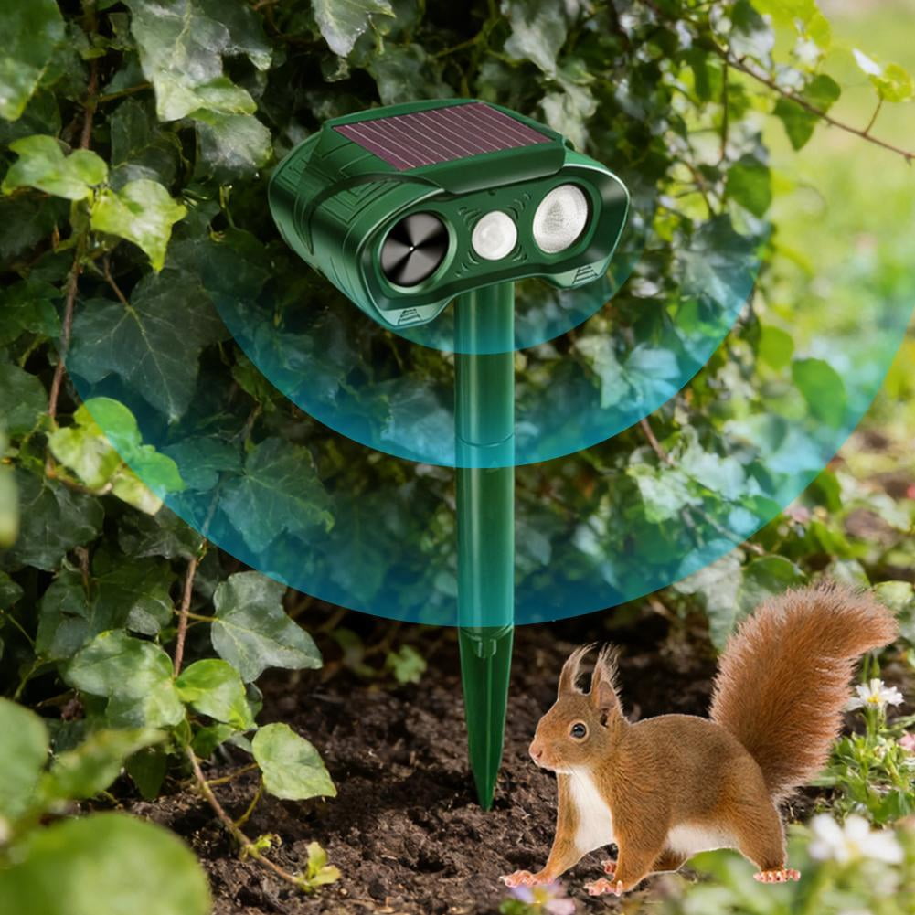 Solar Animal Repeller for Raccoons, Deer & Squirrels - Ultrasonic & Strobe Light, Outdoor Deterrent for Cats, Dogs, Raccoons, Rabbits & More
