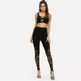 thumbnail image 6 of Womens Floral Lace Leggings High Waist Mesh Panel Side Skinny Workout Yoga Pants Sport Casual Pants for Women, 6 of 7