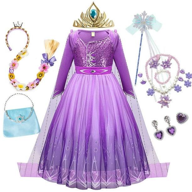Filles princesse reine des neiges 2 Costume Elsa robe violet