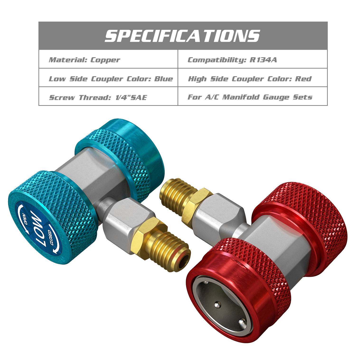 TargetEvo 1/4 Adjustable AC R134A Quick Couplers Adapters HVAC Auto Air Conditioning High Low Manifold Connector 5559176306 TargetEvo 1/4 Adjustable AC R134A Quick Couplers Adapters HVAC Auto Air Conditioning High Low Manifold Connector 5559176306