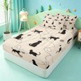 thumbnail image 2 of meiyoeat Beige Cat Silhouette Pattern Zipper Full Size Comforter Sets with Fitted Sheet and 2 Pillowcases,Minimal Print Zipper Bedding Set For Girl,Reversible,4pcs, 2 of 7