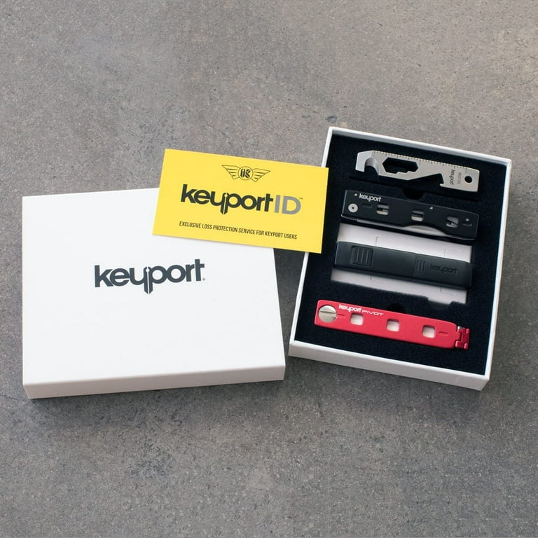 Keyport Pivot Outdoor Bundle: EDC Key Holder & Modular Swiss Army Multitool  Keychain + Key Chain Pocketknife + Mini-Flashlight + MOCA 10-in-1 Key Tool  + Lost & Found All-in-One (Red) 