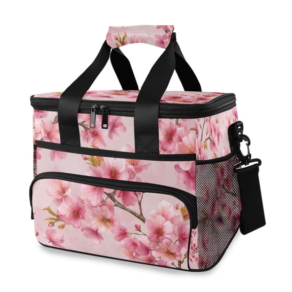Cute Cherry Blossom Spring Portable Cooler Lunch Box Reusable Insulated Lunch Bag Leakproof 15L