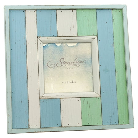 Stonebriar Collection worn painted wood 4x4 photo frame