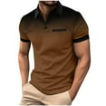 thumbnail image 2 of Fznquz Gradient T Shirt Men Sale Polo Short Sleeve Brown T Shirt Summer Button Mens Clothing XL, 2 of 5
