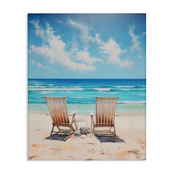 Stupell Industries Tropical Adirondack Beach Chairs View Canvas Art, 16 x 20, by LSR Design Studio