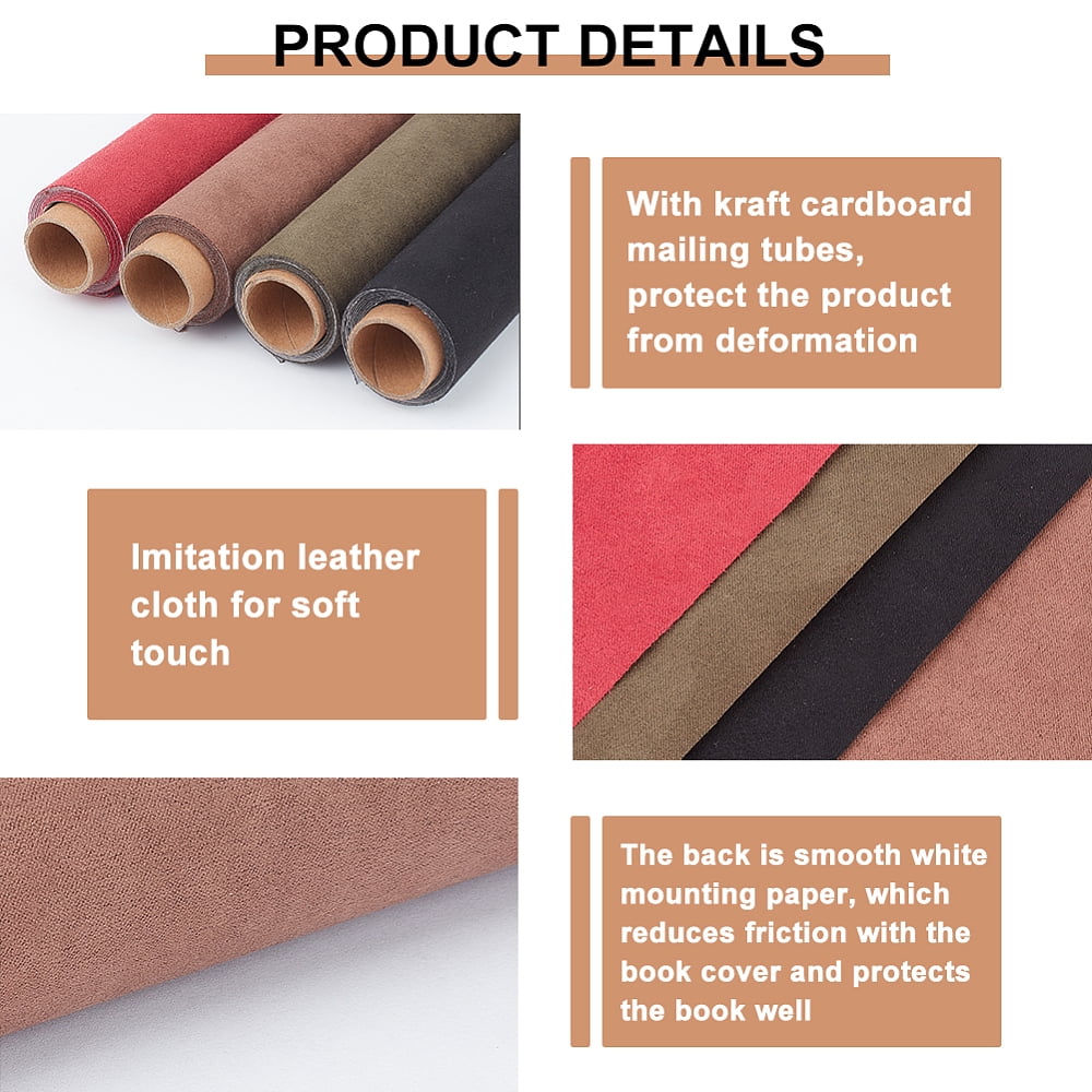 4Pcs 4 Style DIY Imitation Leather Cloth with Paper Back for Book Binding Velvet Box Making Mixed Color 420~430x1000x0.1mm 1pc/color DIY