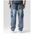 thumbnail image 3 of Men's Hip-hop Pants Nostalgic Retro Multi-pocket Casual Plus Size Overalls Fashion Loose Skateboard Jeans, 3 of 4