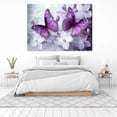 thumbnail image 2 of Mudket Framed Floral Canvas Wall Art Purple Butterfly White Lilac Flower Prints Wall Decor Elegant Botanical Canvas Print Ready to Hang for Bedroom Living Room Home Decor - 12"L x 8"W, 2 of 10
