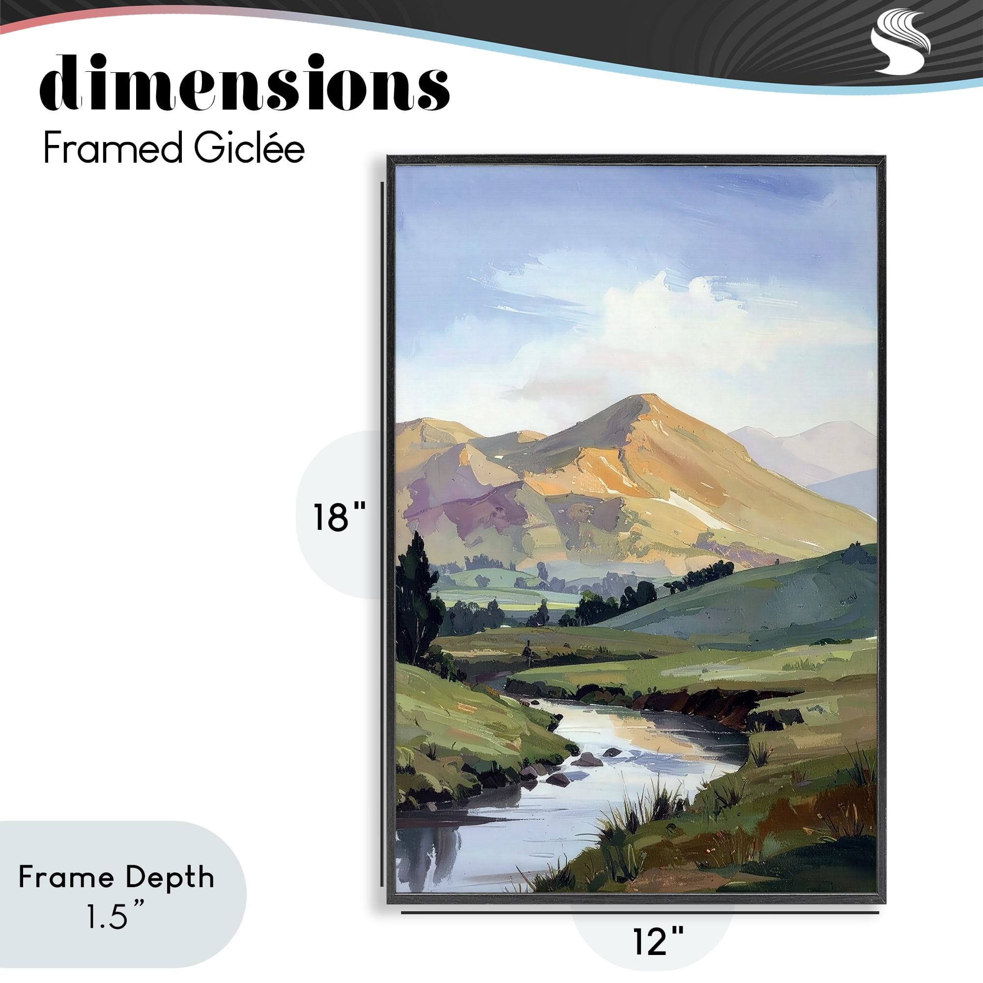 Stupell Industries Across The Valley Black Framed Giclee Art, design by Alonza Saunders