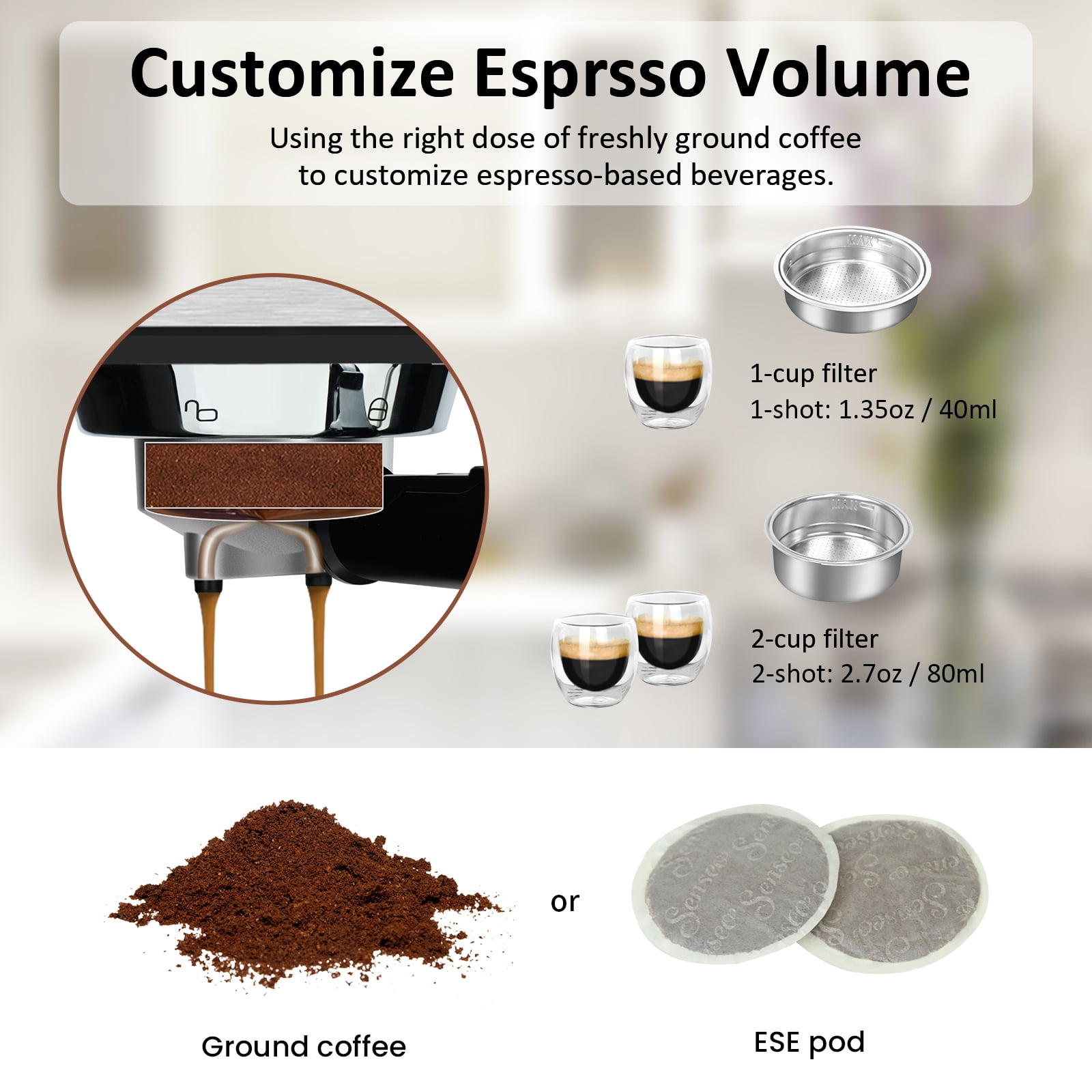 RWFLAME Espresso Machine 20 Bar, Semi-Automatic Espresso Maker