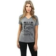 thumbnail image 2 of Thread Tank Coffee Books Rainy Days Women's Relaxed V-Neck T-Shirt Tee Heather Grey Small, 2 of 6