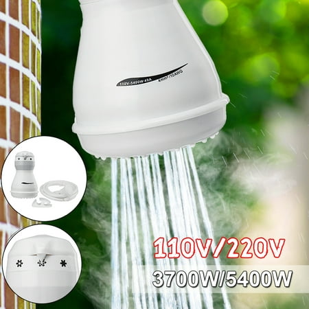 1/2'' 110V 5400W Electric Shower Head Instant Water Heater Hose Bracket for Home Water Bath Accessories - Rapidly Heating - Power Adjustable - Safe For