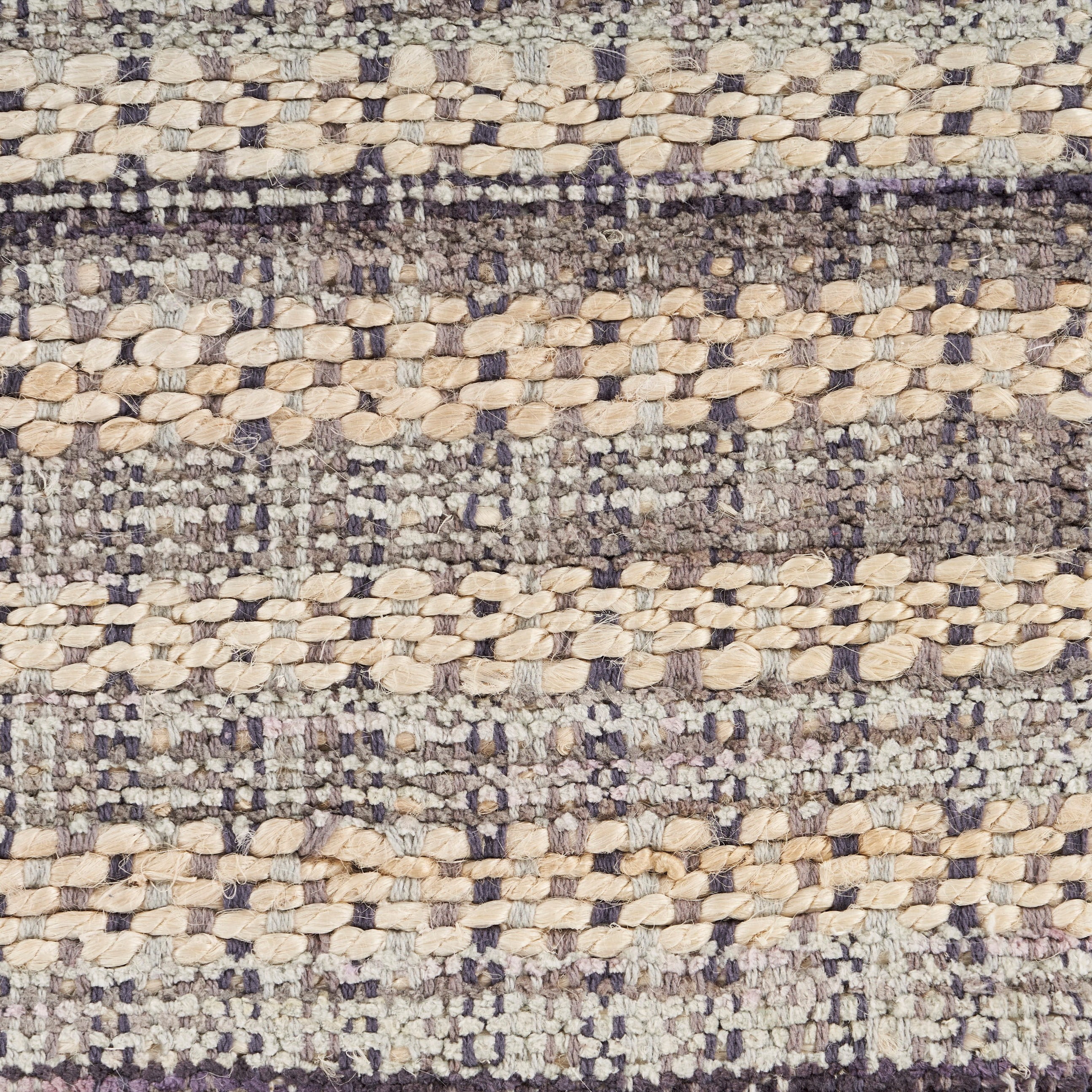 LR Home Blessy Drea Bleach & Brown Transitional Striped Jute Blend Area Rug, 9' x 12'