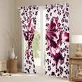 thumbnail image 3 of Feelyou Bling Bow-tie Curtains Pack of 2 (52x84 Each), Pink Leopard Print Window Curtains, 3 of 6