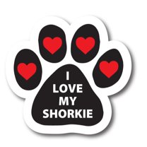 Magnet Me Up I Love My Shorkie Black Pawprint Magnet Decal, 5 Inch, Vinyl Automotive Magnet