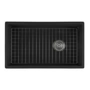 Ruvati 30-inch Matte Black Fireclay Offset Drain Kitchen Sink Single Bowl