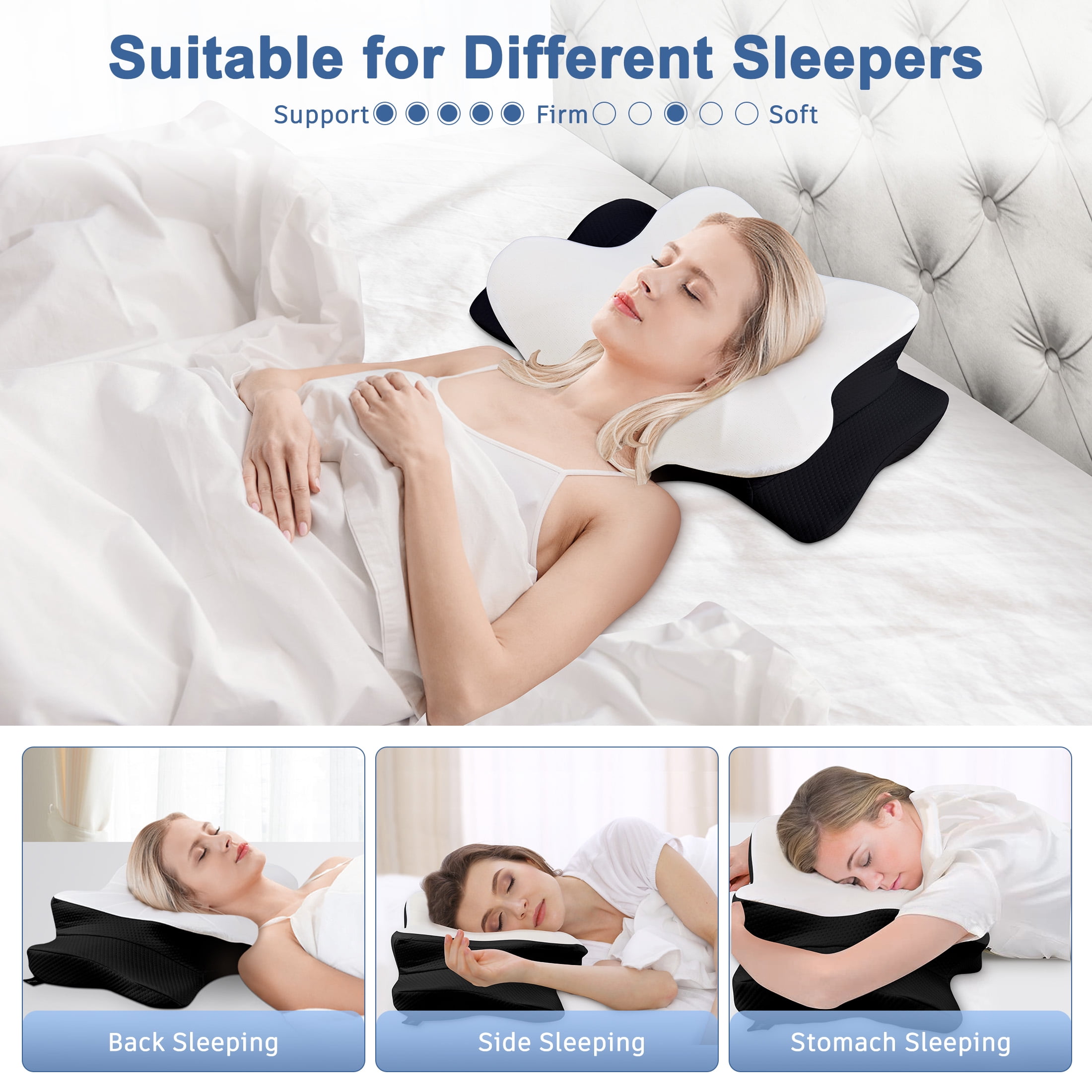 DONAMA King Size Cervical Pillow Orthopedic Memory Foam Neck Pain Relief 27.56 Lx16.54 Wx5.51 H Walmart