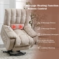 thumbnail image 2 of EUROCO 33.5"W Oversized Power Lift Recliner Chair Recliners for Elderly with Heat, Vibration and Massage Velvet Recliner Chair for Living room with Side Pocket,Beige, 2 of 7
