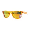 thumbnail image 2 of Girls Kid Size Rainbow Unicorn Badge Horn Rim Sunglasses Orange Mirror, 2 of 4