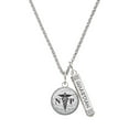 thumbnail image 1 of Delight Jewelry Silvertone Domed Black NP Silvertone Guardian Angel Bar Charm Necklace, 23", 1 of 4