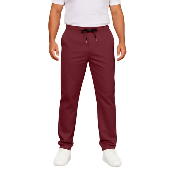 Bosfbaoi Plus Size Pants For Men Straight Leg Mens Casual Pants Drawstring Elastic Waist Trousers Everyday Wear