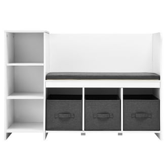 KidKraft Nantucket Wood Storage Bench with Three Bins, White