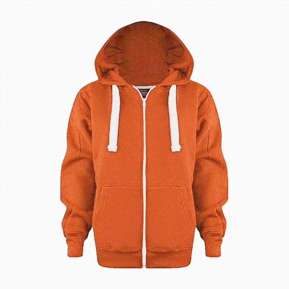 KPOPLK Baby Boys Zip Up Hoodie Toddler Boys Jacket Solid Winter Long Sleeve Hooded Sweatshirt Tops Fall Coat Kids 1-9 Years Orange Size 9-10 Years