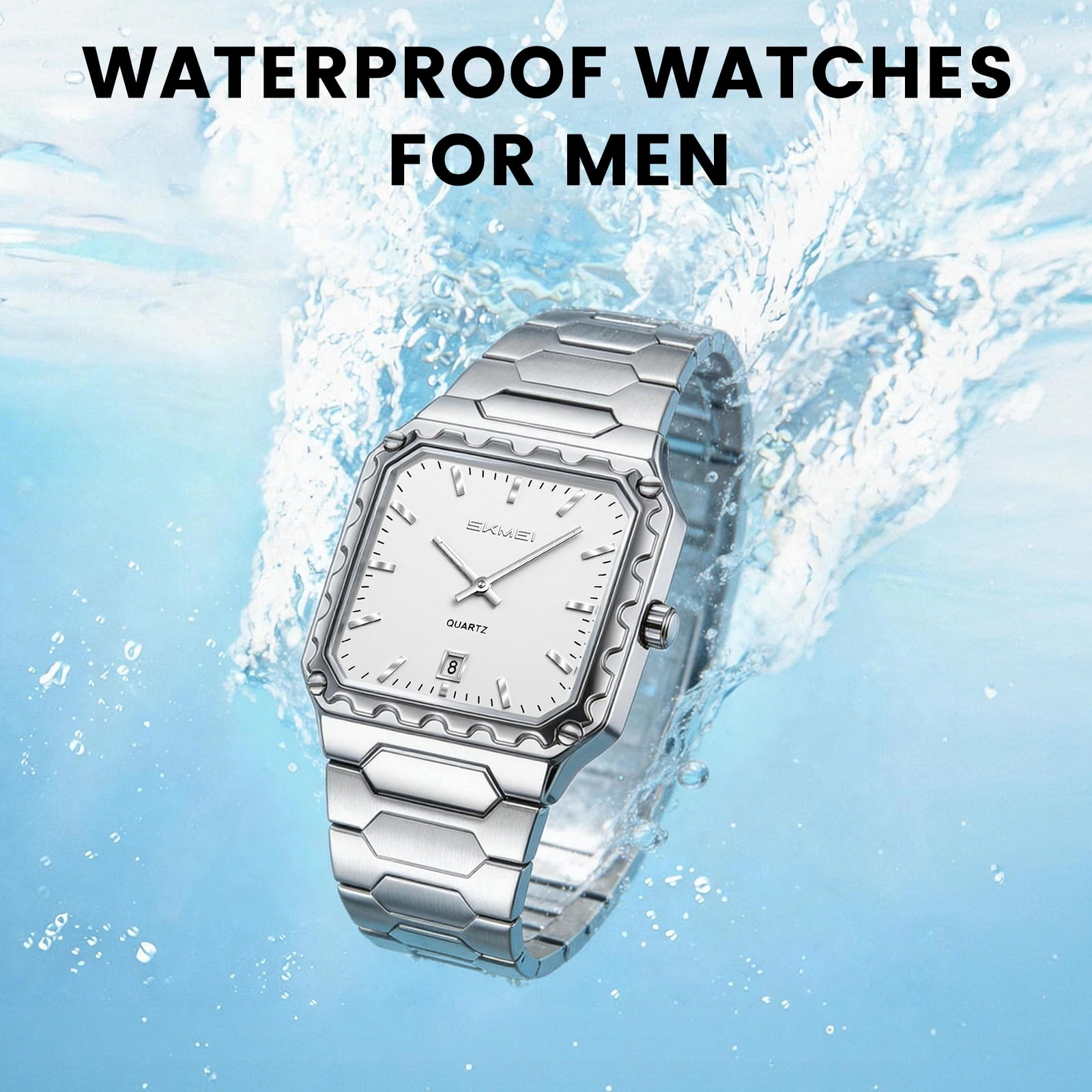 SKMEI Watches for Men Fashion Business Mens Watch Analog Quartz Big Face Luxury Classic Stainless Steel Waterproof Luminous Wristwatch