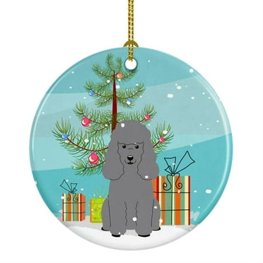 Caroline's Treasures Merry Christmas Tree Poodle Silver Ceramic Ornament