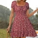thumbnail image 2 of Vestido casual sexy de verano para mujer Estampado floral Cintura alta Mangas abullonadas Túnica retro Mini vestido de playa Pompotops  ghjkhdj11463, 2 of 6