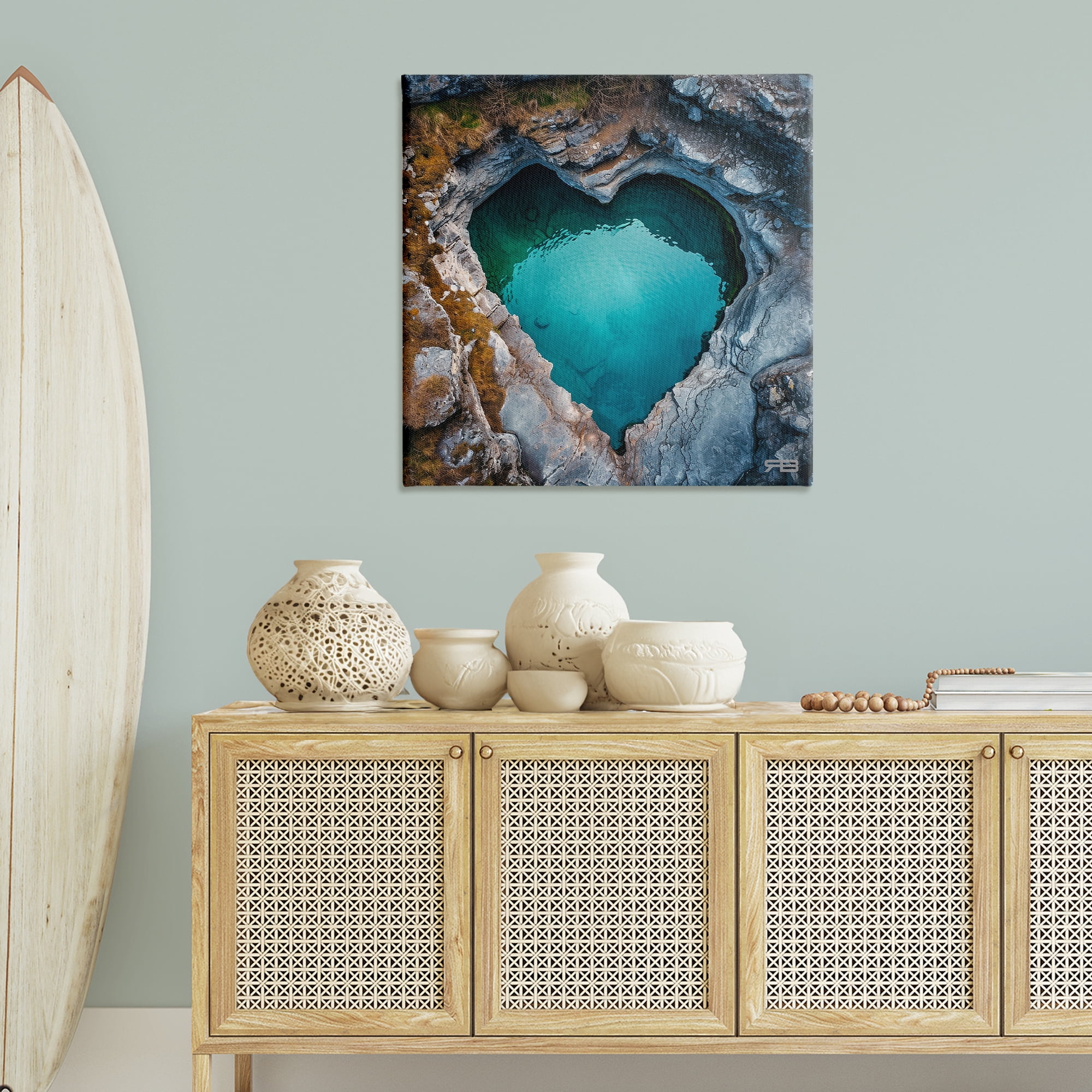 Stupell Industries Heart Shaped Natural Pool Landscape & Nature Painting Wrapped Canvas Art Print Wall Art, 36 x 36