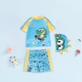 thumbnail image 2 of Linfrsh Boys Bathing Suit Toddlers Boys' 3-Piece Swimsuit Trunk and Rashguard Sun Hat Set(Light Blue,3-4 Years), 2 of 8