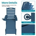 thumbnail image 6 of Ciokea HDPE Chaise Lounge Chairs Outdoor Set of 2 Wood Texture with Wheels 5 Positions Cup Holder for Patio Pool Navy, 6 of 9