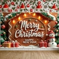 thumbnail image 2 of Gingerbread House Design Christmas Banner Festive Lights New Year Banner Colorful Ornaments Snowman Decor Holiday Banner for Christmas Party New Year Celebration Home Decoration, 2 of 9