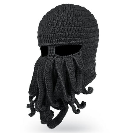 Octopus Cthulhu Knit Beanie Hat Cap Wind Ski Mask in Black