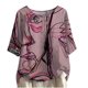 thumbnail image 1 of Blusa informal de manga corta con cuello redondo para mujer con estampado de botones y camisetas sueltas Pompotops hfajkhk128836, 1 of 4