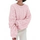 thumbnail image 1 of Suéteres de Mujer de Otoño, de Punto , de Larga, Cuello Redondo, Suéteres Holgados y Gruesos. Rosa S, 1 of 9