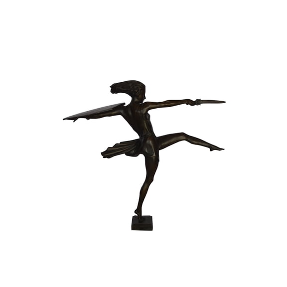 Nifao Woman Fighter with Sword Bronze Statue – Home Office Decor Sculpture, 19"L x 5"W x 20"H