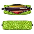 thumbnail image 2 of Cauagu Lime green glitter Print Leather Pencil Pen Case - Stationery Bag Portable Stationery Bag Big Capacity Pencil Pouch Cosmetic Organizer Bag for Men & Women, 2 of 7