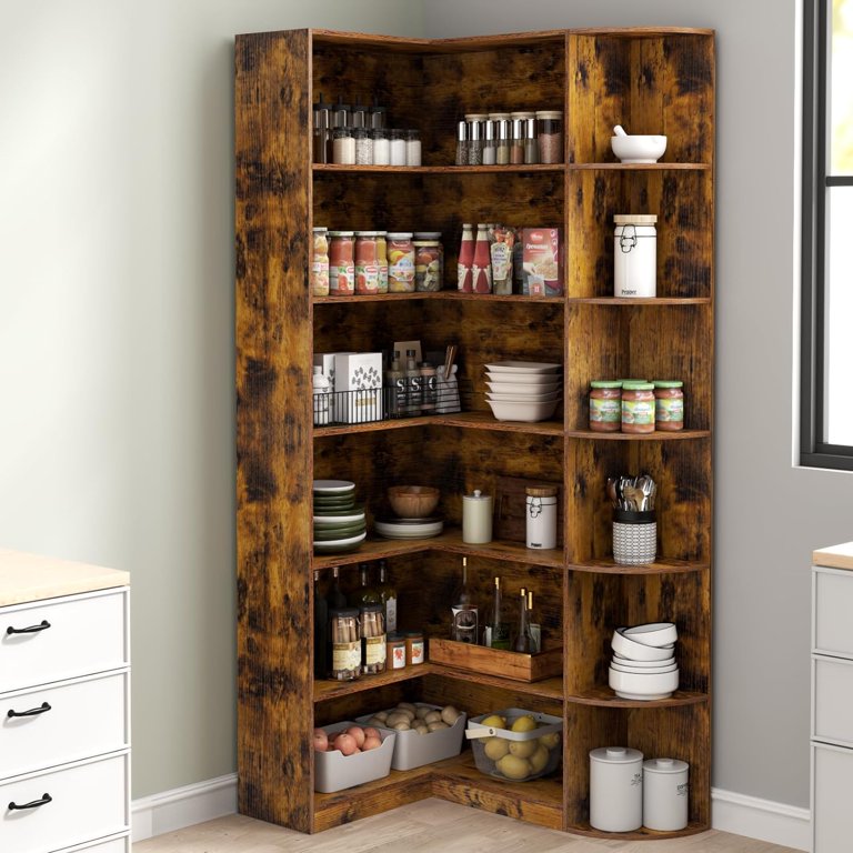 Loomie 6-Tier Industrial Bookshelf With Door - 70" Tall Black Farmhouse Bookcase, Adjustable Shelves, For Living Room Or Office