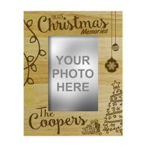 Personalized Christmas Memories Wood Engraved Picture Frame With Name - 4 x 6 Inches Horizontal Customizable Gift